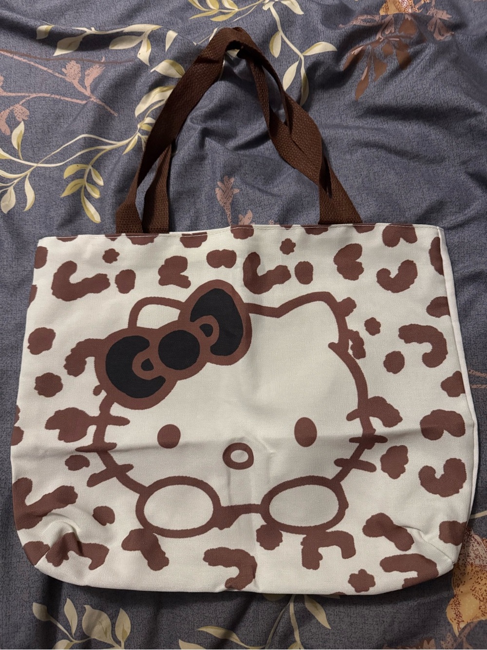 Hello Kitty Brown and Cream Leopard Canvas Tote